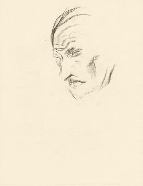 Alfred Wickenburg, Porträtstudie, 1930/1935, Kohle auf Papier, Blattmaße: 31,1 × 24,2 cm, Priva ...