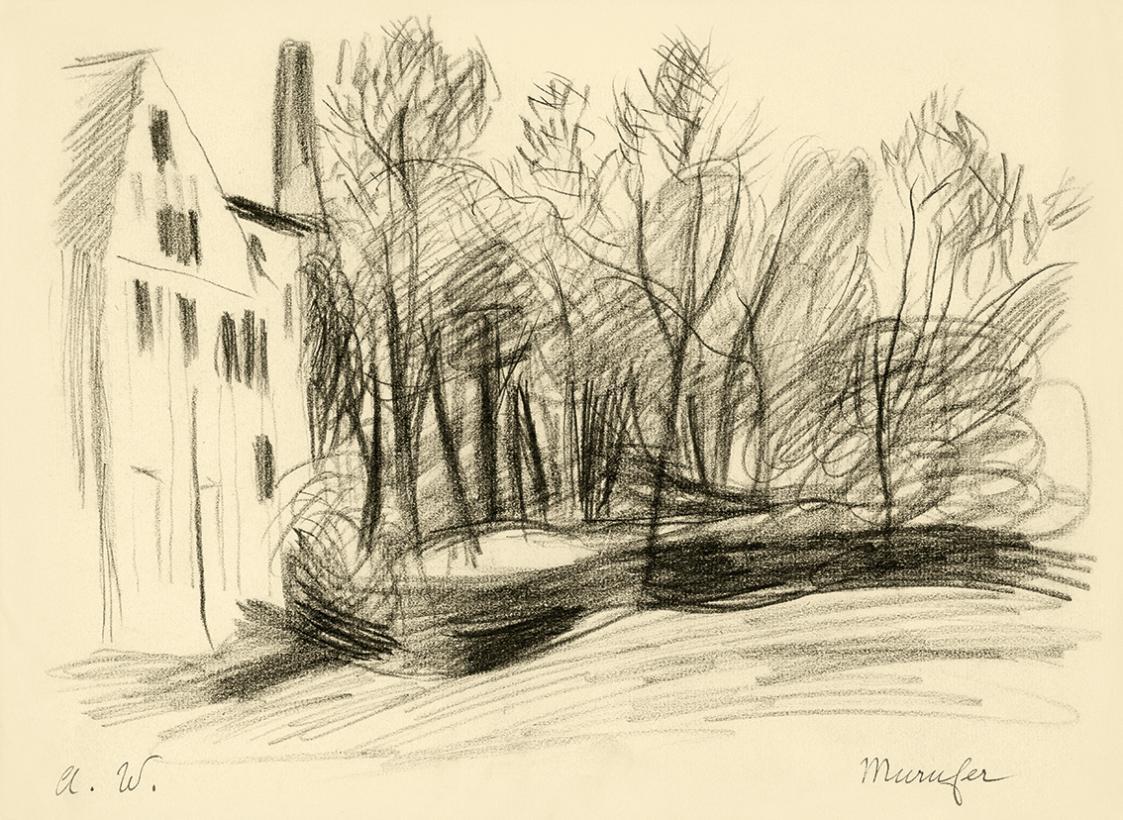 Alfred Wickenburg, Murufer, 1935/1940, Kohle auf Papier, Blattmaße: 23,9 × 32,8 cm, Privatbesit ...