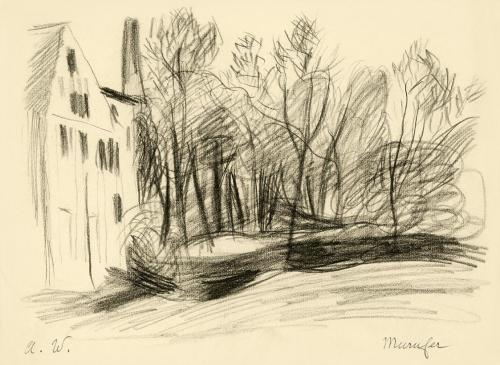 Alfred Wickenburg, Murufer, 1935/1940, Kohle auf Papier, Blattmaße: 23,9 × 32,8 cm, Privatbesit ...