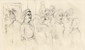 Alfred Wickenburg, Illustration zu Dostojewskis "Der Idiot", um 1948, Schwarze Kreide auf Papie ...