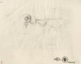 Alfred Wickenburg, Interieurstudie, um 1948, Schwarze Kreide auf Papier, Blattmaße: 35 × 44,3 c ...