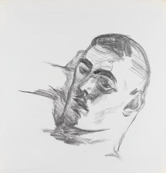 Alfred Wickenburg, Männlicher Kopf, 1922, Graphit auf Papier, Blattmaße: 35,7 × 33,9 cm, Privat ...