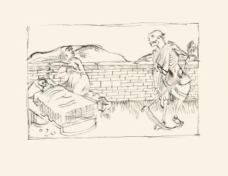 Alfred Wickenburg, Mutter und Kind mit der Personifikation des Todes, 1930/1939, Tusche auf Pap ...