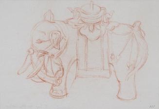 Alfred Wickenburg, Reitelefant, um 1938, Rötel auf Papier, Blattmaße: 31,5 × 45 cm, Neue Galeri ...