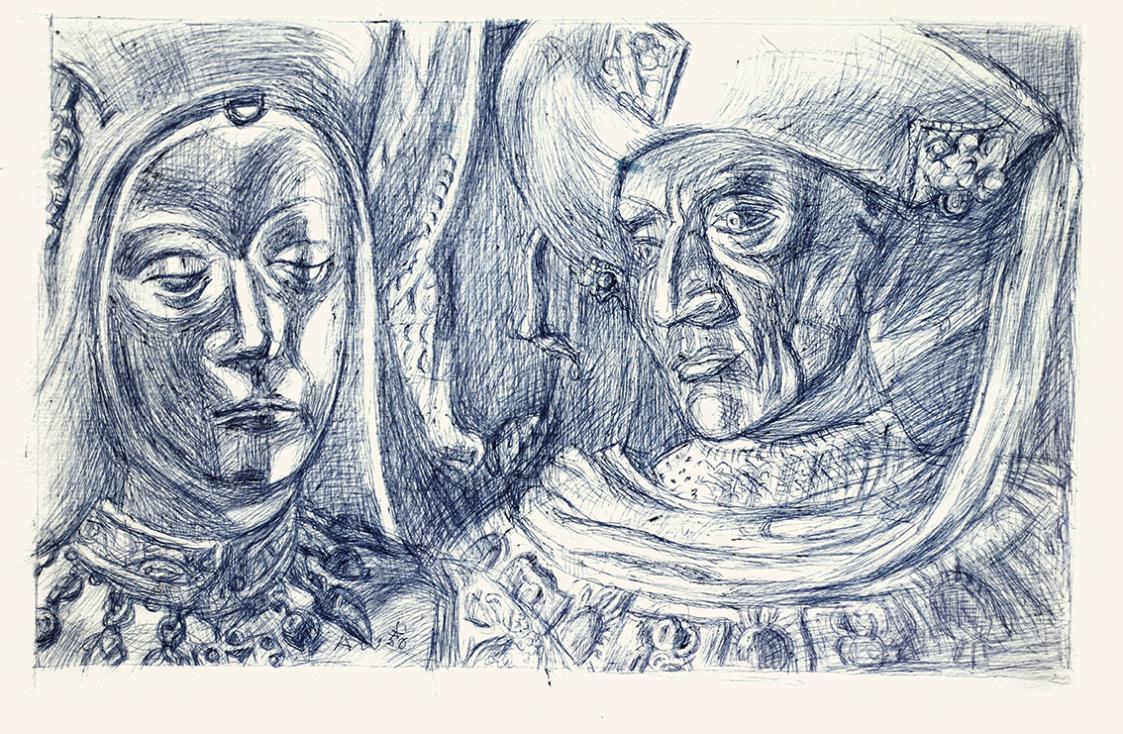 Alfred Wickenburg, Figuren um das Grabmal Maximilian I.: Maria von Burgund und Philipp der Gute ...