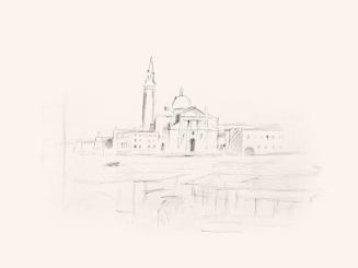 Alfred Wickenburg, Blick auf Santa Maria della Salute in Venedig, um 1968, Schwarzer Filzstift  ...