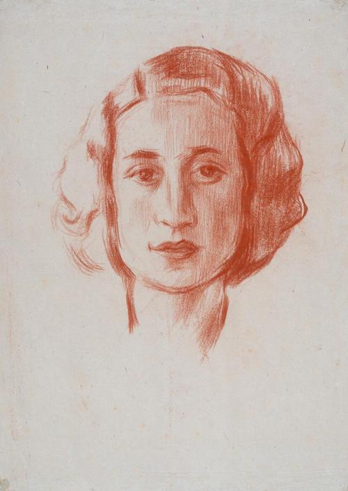 Alfred Wickenburg, Porträt eines jungen Mädchens, 1941/1942, Rötel auf Papier, Blattmaße: 52,9  ...