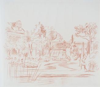 Alfred Wickenburg, Schloss Leopoldskron bei Salzburg, 1942, Rötel auf Papier, Blattmaße: 26,8 × ...