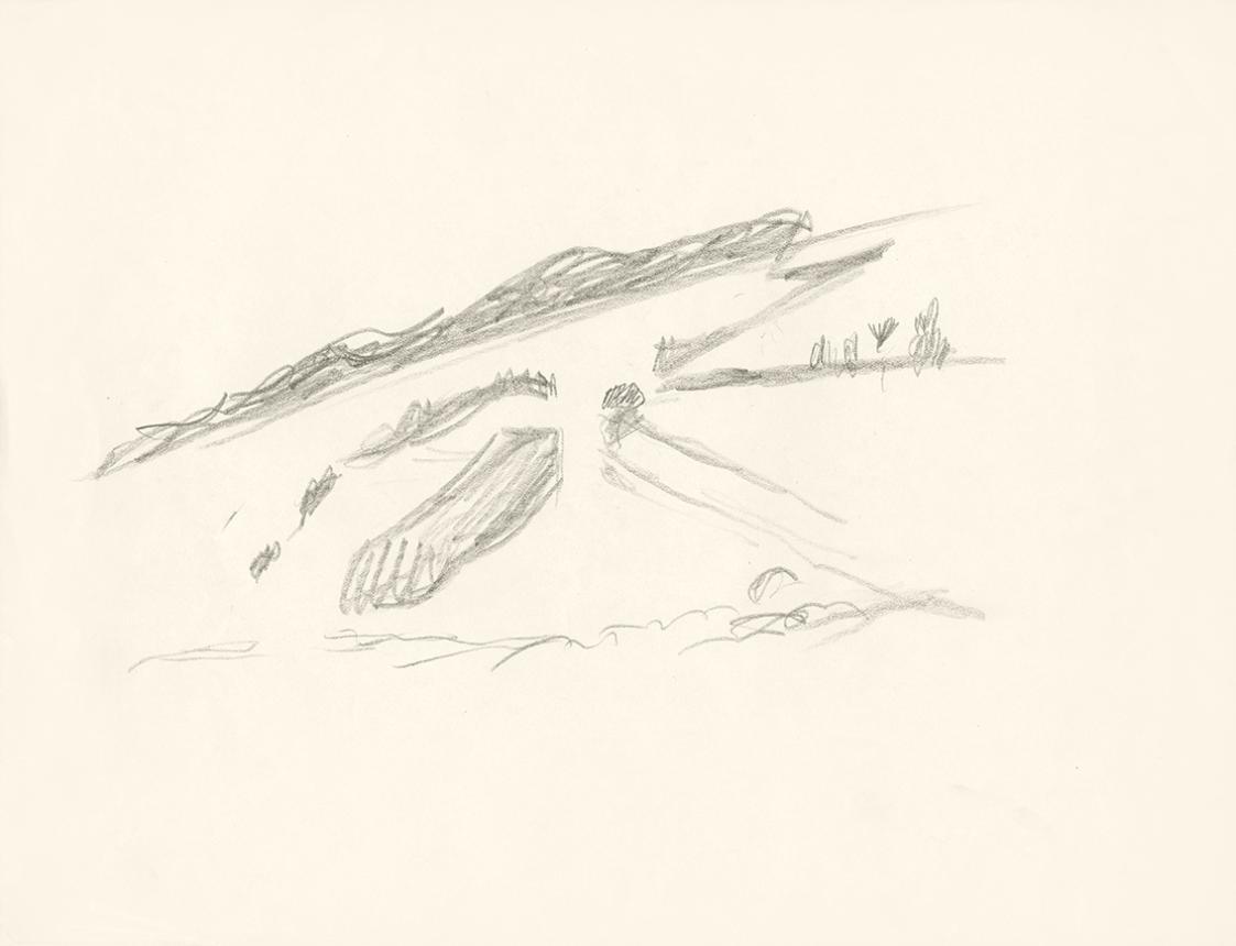 Alfred Wickenburg, Lanschaftsansicht, 1920/1923, Graphit auf Papier, Blattmaße: 25 × 32,3 cm, P ...