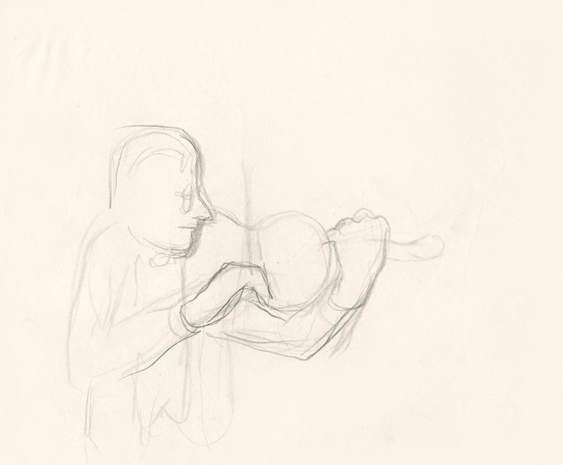 Alfred Wickenburg, Geigenspieler, 1930/1935, Graphit auf Papier, Blattmaße: 18,9 × 22,8 cm, Pri ...