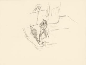 Alfred Wickenburg, Zwei Frauen unterhalten sich, um 1945, Schwarze Kreide auf Papier, Blattmaße ...