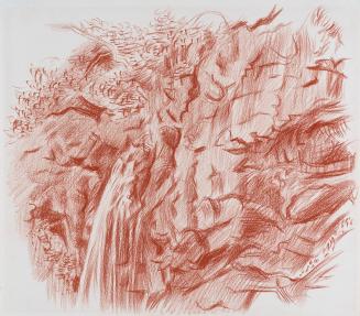 Alfred Wickenburg, Wasserfall, 1942, Rötel auf Papier, Blattmaße: 26,7 × 30,5 cm, Neue Galerie  ...