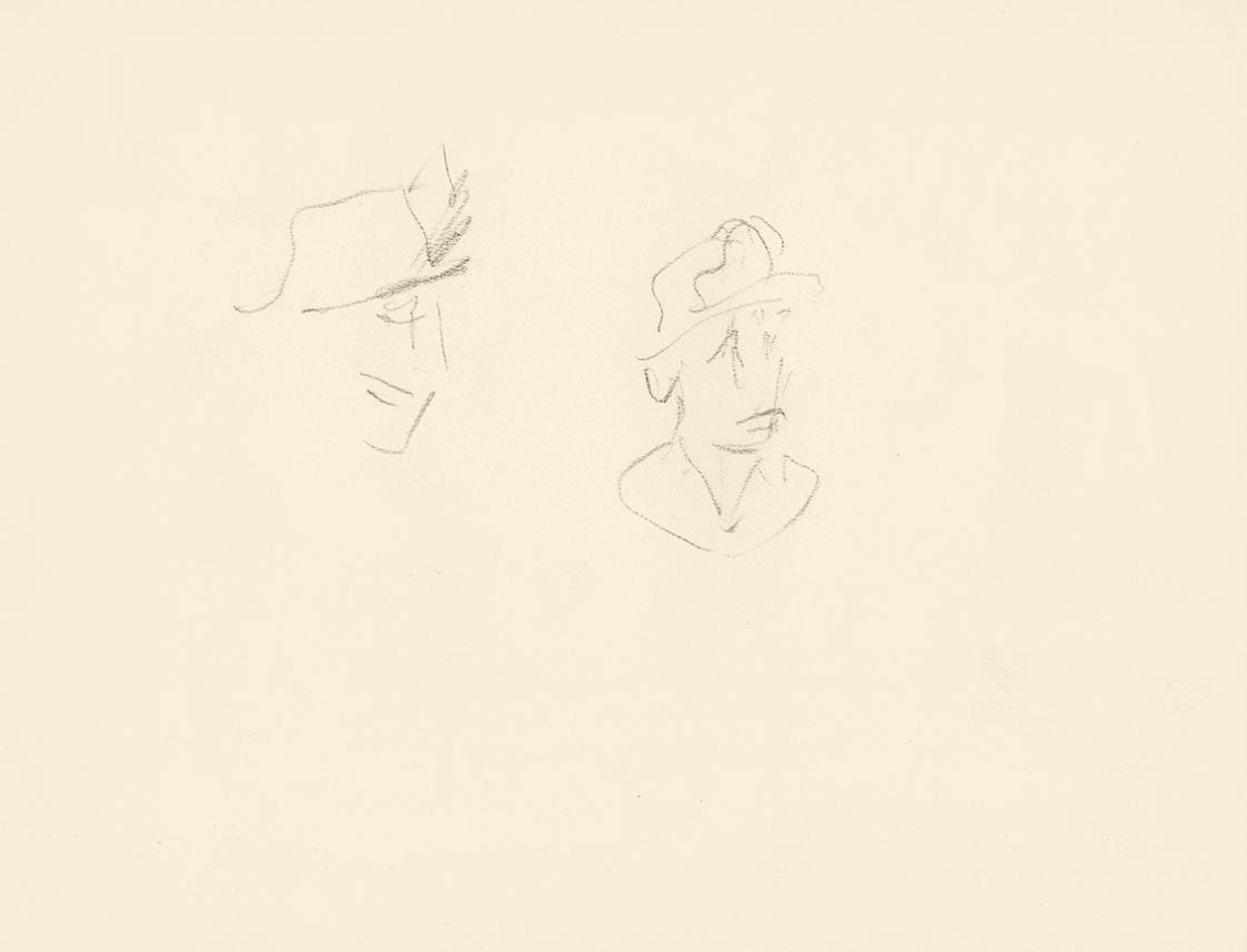 Alfred Wickenburg, Personenstudie, um 1945, Bleistift auf Papier, Blattmaße: 24 × 31,4 cm, Priv ...