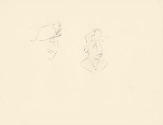 Alfred Wickenburg, Personenstudie, um 1945, Bleistift auf Papier, Blattmaße: 24 × 31,4 cm, Priv ...