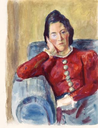 Alfred Wickenburg, Porträt Heidi Böck im blauen Fauteuil, 1941, Aquarell auf Papier, Blattmaße: ...