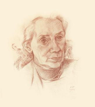 Alfred Wickenburg, Damenporträt, 1944, Rötel auf Papier, Lichte Maße: 44 × 33,5 cm, Privatbesit ...