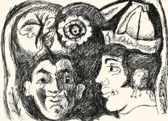 Alfred Wickenburg, Zwei Köpfe, um 1970, Schwarzer Filzstift auf Papier, Blattmaße: 42 × 57,5 cm ...