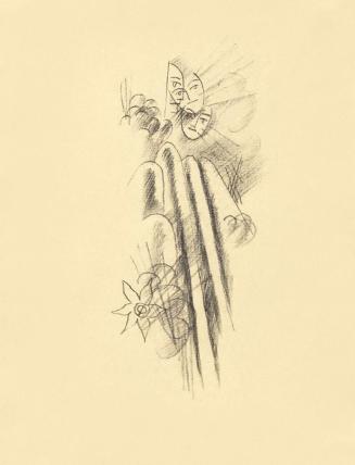 Alfred Wickenburg, Landschaft mit Erscheinung, 1920/1925, Schwarze Kreide auf Papier, Blattmaße ...