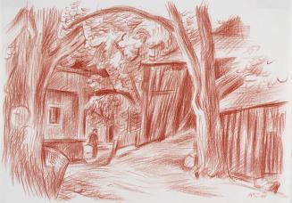 Alfred Wickenburg, Judendorf in Kärnten, 1944, Rötel auf Papier, Blattmaße: 22,5 × 32 cm, Neue  ...