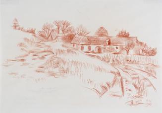 Alfred Wickenburg, Bauernhof bei Maria Trost, 1944, Rötel auf Papier, Blattmaße: 22,5 × 32 cm,  ...