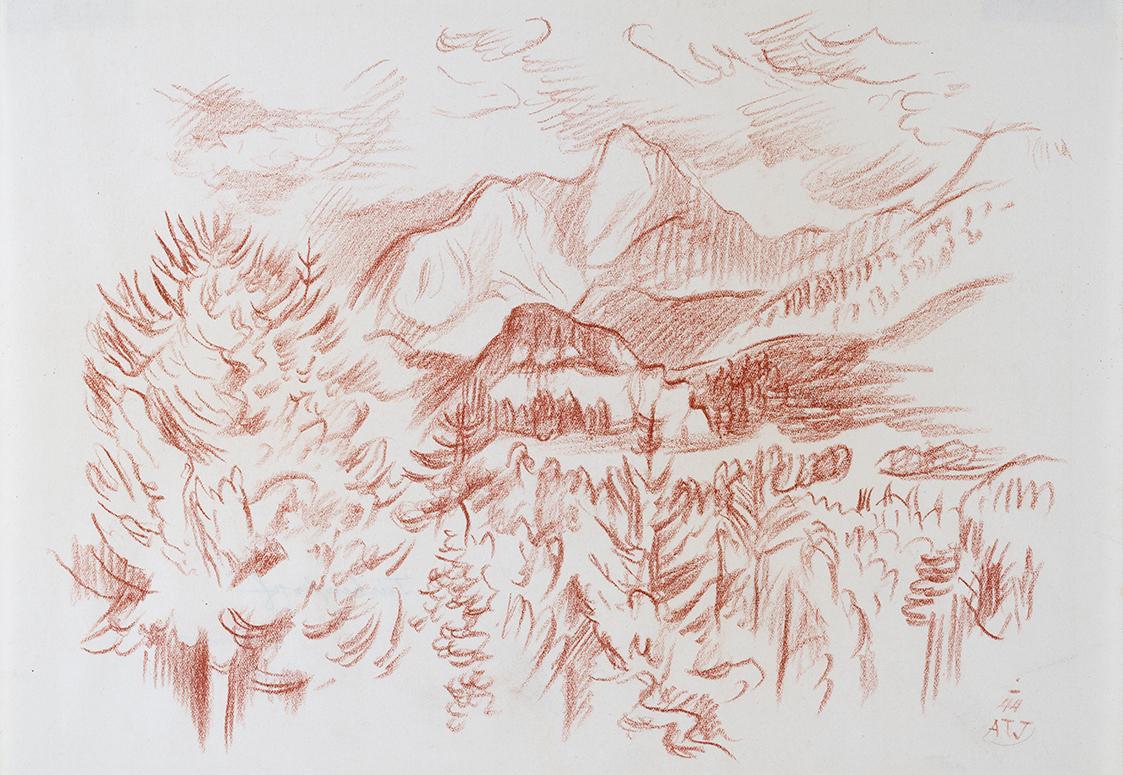 Alfred Wickenburg, Motiv Türkenkopf, 1944, Rötel auf Papier, Blattmaße: 22,5 × 32 cm, Neue Gale ...