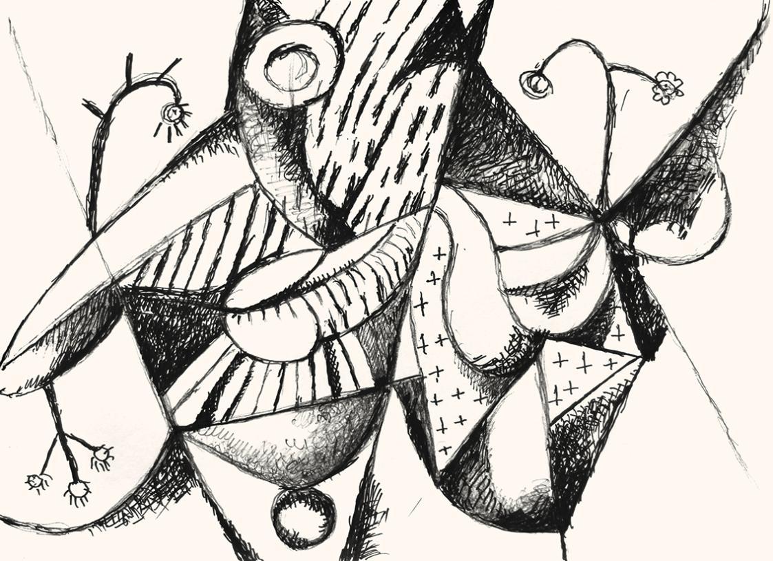 Alfred Wickenburg, Vegetabile Formen, 1973, Schwarzer Filzstift auf Papier, Blattmaße: 42 × 58  ...