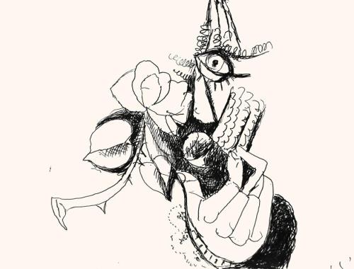 Alfred Wickenburg, Körperteile und Pflanzen, 1973, Schwarzer Filzstift auf Papier, Blattmaße: 4 ...