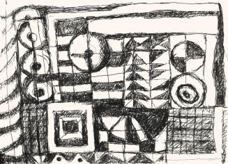 Alfred Wickenburg, Formen, 1973, Schwarzer Filzstift auf Papier, Blattmaße: 42 × 58 cm, Privatb ...