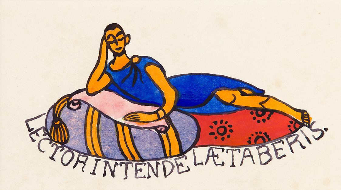 Alfred Wickenburg, Lector Intende Laetaberis, 1919, Aquarell auf Papier, Blattmaße: 15,5 × 23,6 ...