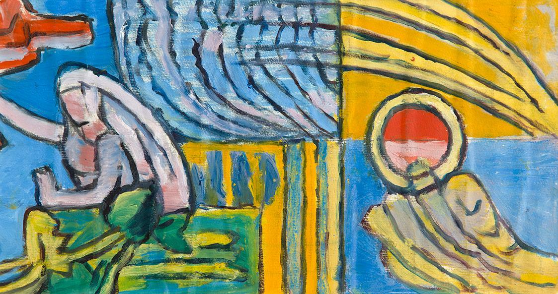 Alfred Wickenburg, Frau und untergehende Sonne, 1959/1960, Aquarell und Deckweiß auf Papier, Pr ...