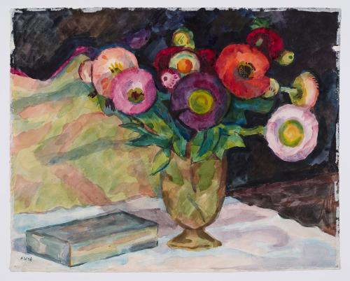 Alfred Wickenburg, Zinnien, 1936, Aquarell auf Papier, Blattmaße: 49 × 61,6 cm, Neue Galerie Gr ...