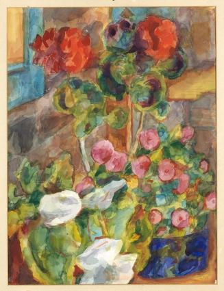 Alfred Wickenburg, Pelargonien, 1939, Aquarell auf Papier, Blattmaße: 60 × 44,5 cm, Verbleib un ...