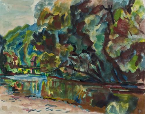 Alfred Wickenburg, An der Sulm, 1943, Aquarell auf Papier, Blattmaße: 60 × 47,5 cm, Neue Galeri ...