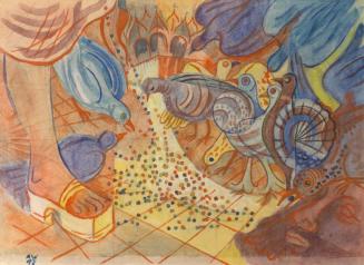 Alfred Wickenburg, Tauben von Venedig, 1948, Aquarell über Bleistift auf Papier,  Lichte Maße:  ...