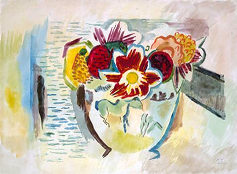 Alfred Wickenburg, Blumenschale, 1932, Aquarell auf Papier, Blattmaße: 50,2 × 68,2 cm, Albertin ...