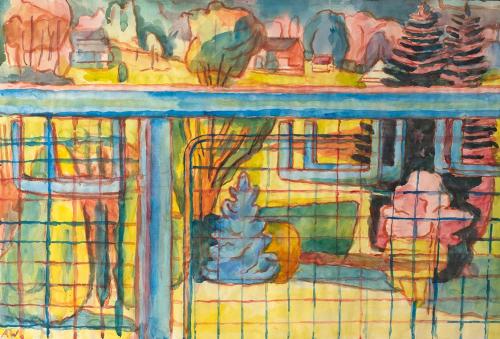 Alfred Wickenburg, Balkon, um 1960, Aquarell auf Papier, Lichte Maße: 41 × 60 cm, Privatbesitz, ...