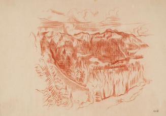 Alfred Wickenburg, Landschaft in Tirol, 1946, Rötel auf Papier, Blattmaße: 35 × 50 cm, Neue Gal ...