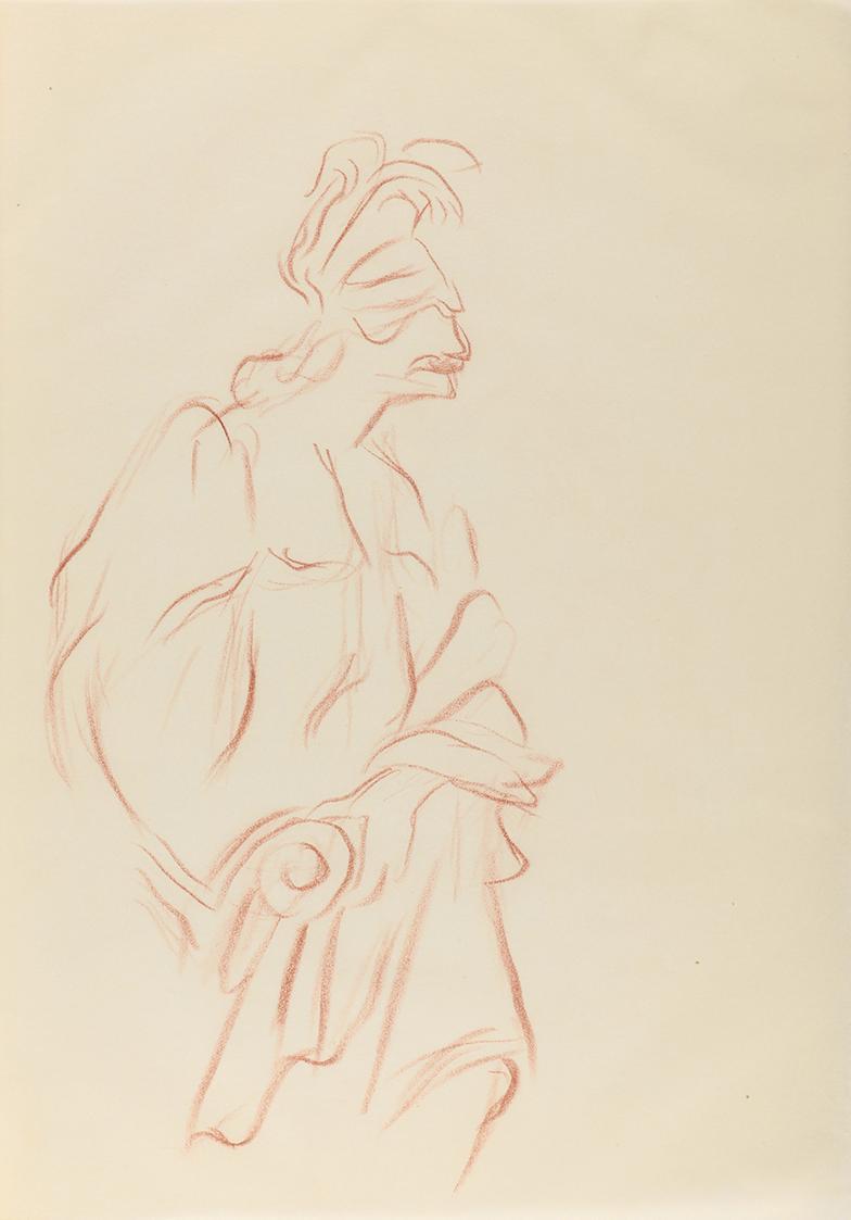 Alfred Wickenburg, Menschliche Figur, 1940, Rötel auf Papier, Blattmaße: 29,6 × 20,8 cm, Privat ...