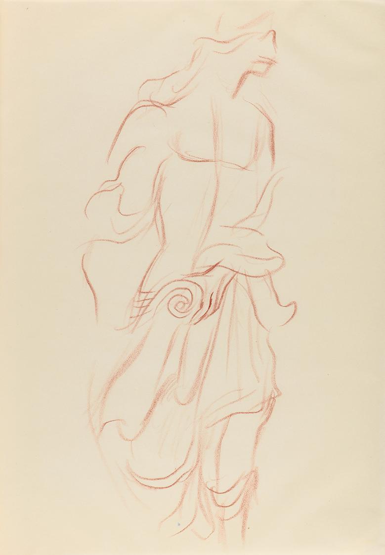 Alfred Wickenburg, Menschliche Figur, 1940, Rötel auf Papier, Blattmaße: 29,6 × 20,8 cm, Privat ...