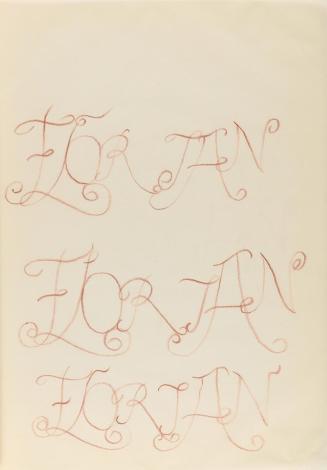 Alfred Wickenburg, Entwurf für den Schriftzug auf dem Roman "Florian" von Erik Wickenburg: "FLO ...