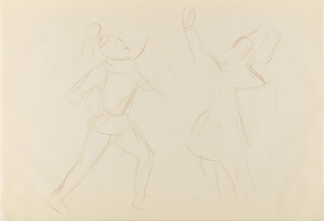 Alfred Wickenburg, Theaterszene, 1940, Braune Kreide auf Papier, Blattmaße: 20,8 × 29,8 cm, Pri ...