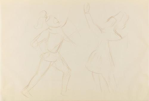 Alfred Wickenburg, Theaterszene, 1940, Braune Kreide auf Papier, Blattmaße: 20,8 × 29,8 cm, Pri ...