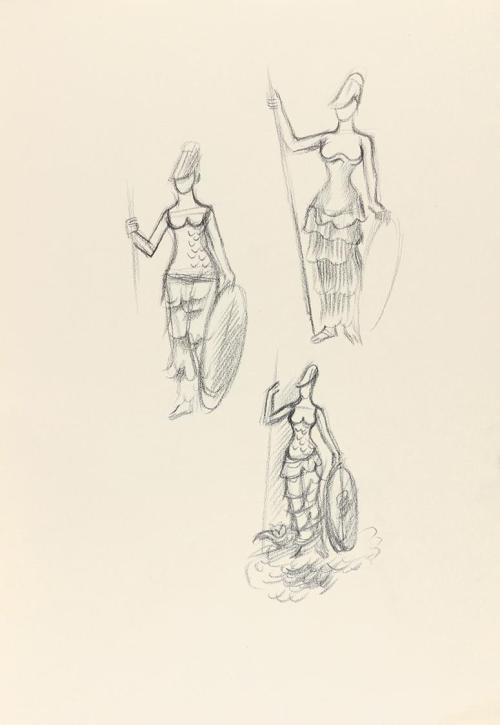 Alfred Wickenburg, Minerva, 1944, Bleistift auf Papier, Blattmaße: 31,8 × 22,5 cm, Privatbesitz