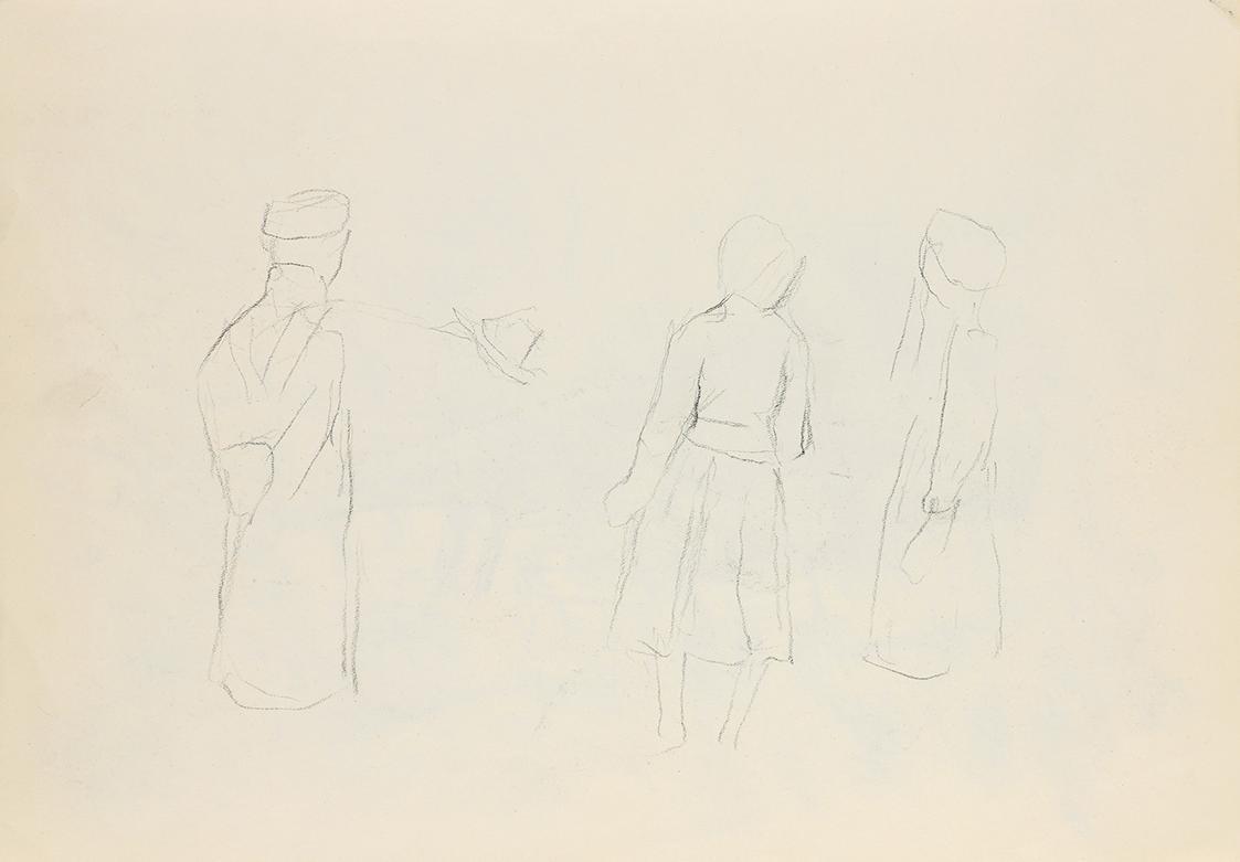 Alfred Wickenburg, Figurengruppe, 1944, Kohle auf Papier, Blattmaße: 22,5 × 31,8 cm, Privatbesi ...