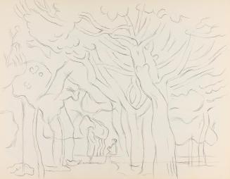 Alfred Wickenburg, Zwei Personen in einem Wald, um 1961, Bleistift auf Papier, Blattmaße: 24 ×  ...