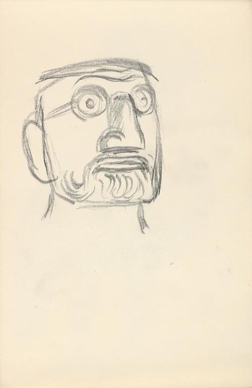 Alfred Wickenburg, Maske, um 1945, Graphit auf Papier, Blattmaße: 23,7 × 15,5 cm, Privatbesitz