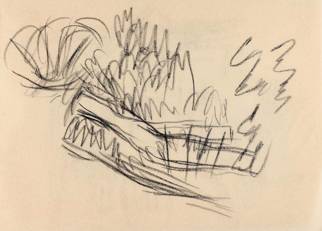 Alfred Wickenburg, Landschaftsskizze, um 1960, Kohle auf Papier, Blattmaße: 14,8 × 20,5 cm, Pri…