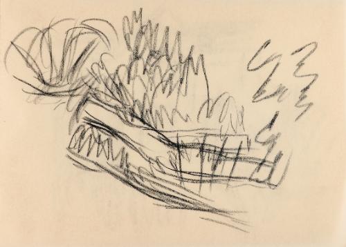 Alfred Wickenburg, Landschaftsskizze, um 1960, Kohle auf Papier, Blattmaße: 14,8 × 20,5 cm, Pri…
