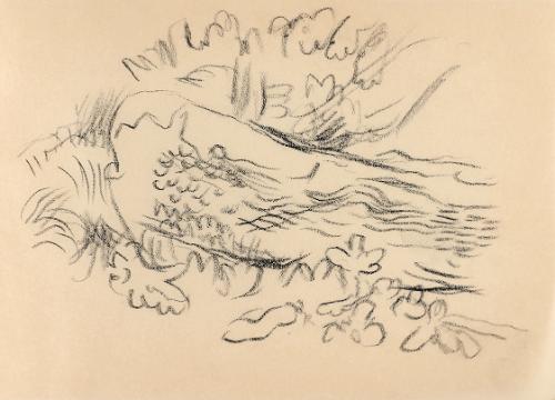 Alfred Wickenburg, Landschaftsskizze, um 1960, Kohle auf Papier, Blattmaße: 14,8 × 20,5 cm, Pri…