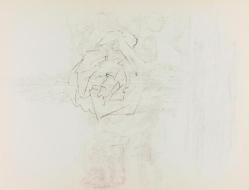 Alfred Wickenburg, Rosenblüte, um 1950, Kohle auf Papier, Blattmaße: 24,1 × 32 cm, Privatbesitz